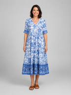 Penelope | Women’s Midi Dress | Floral Print Tiered Holiday
