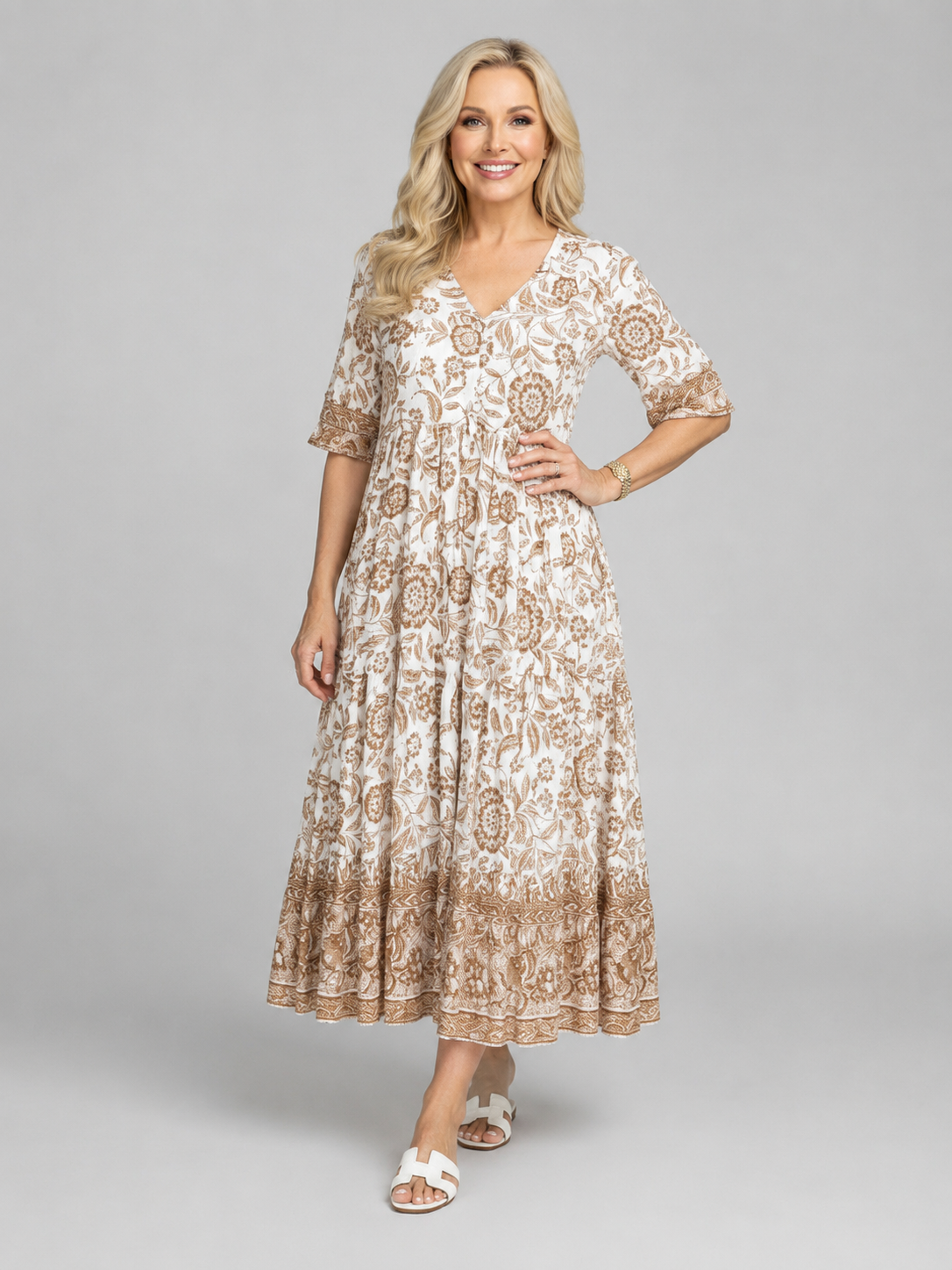 Penelope | Women’s Midi Dress | Floral Print Tiered Holiday 4