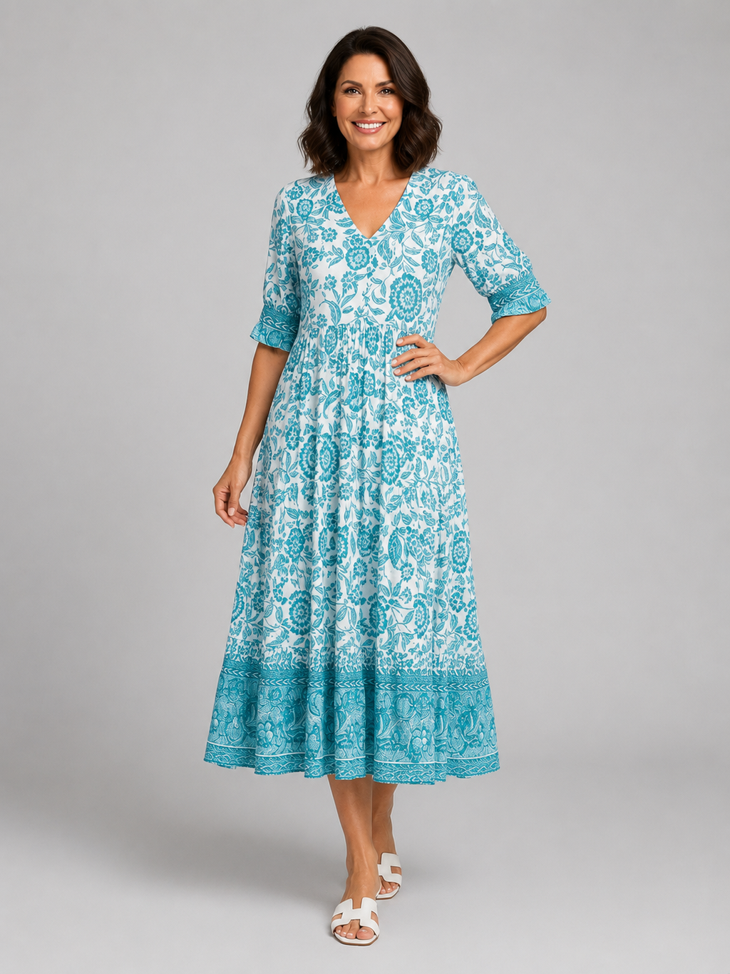 Penelope | Women’s Midi Dress | Floral Print Tiered Holiday 5