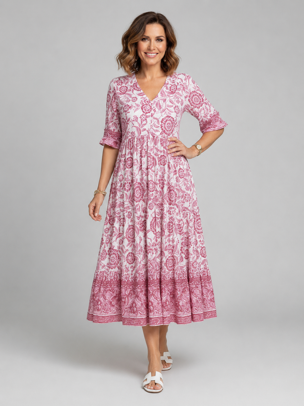 Penelope | Women’s Midi Dress | Floral Print Tiered Holiday 6