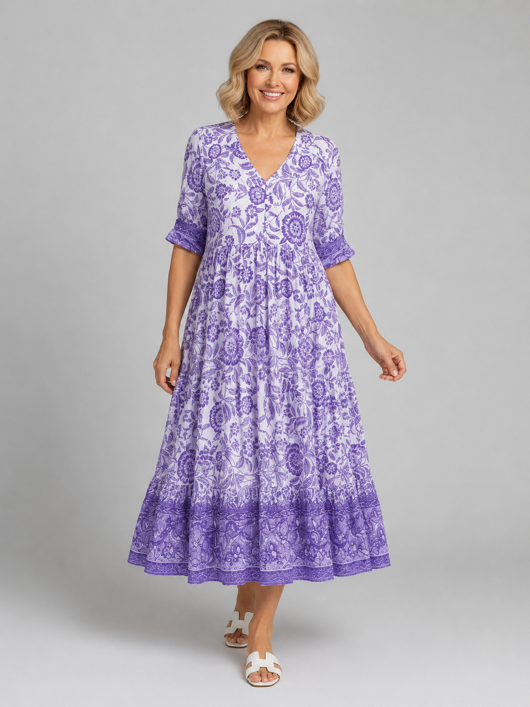 Penelope | Women’s Midi Dress | Floral Print Tiered Holiday 7