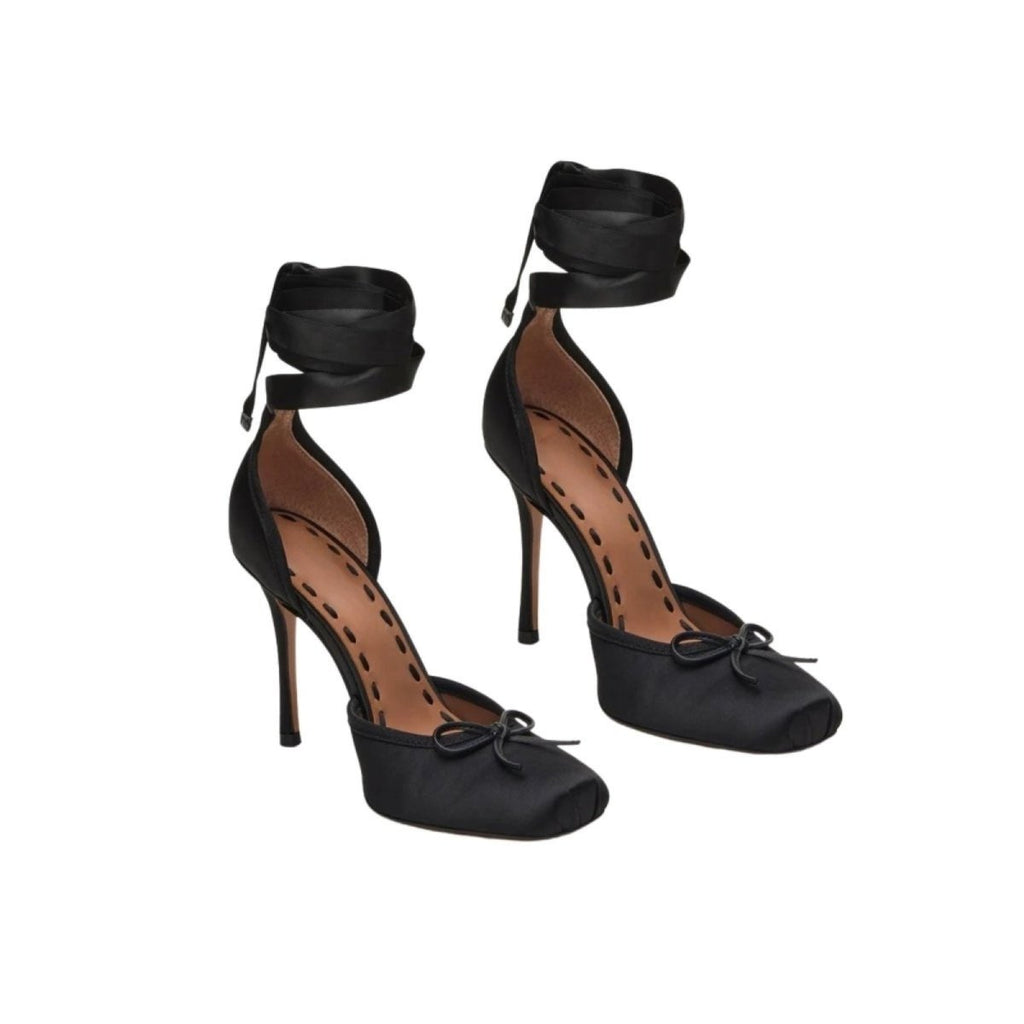Phoebe | Women’s Ankle Strap High Heel Shoes | Bow Detail Square Toe Cocktail Party Wear-Women Shoes-Eltrendio