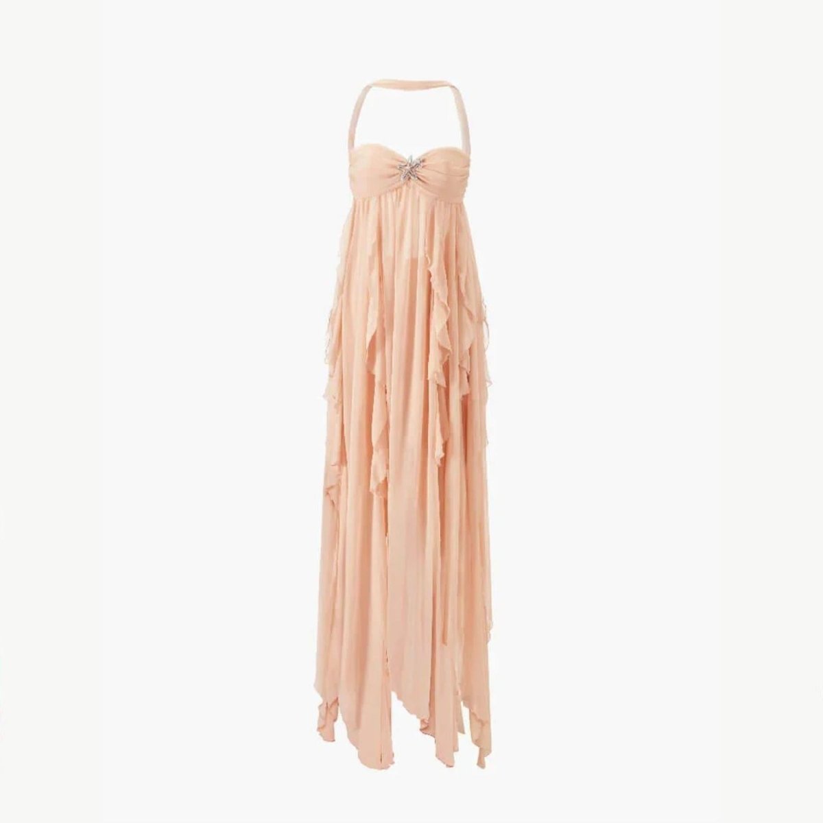 Poppy | Women’s Halter Maxi Dress | Draped Layered Panels Wedding Guest Dress-Women Dress-Eltrendio