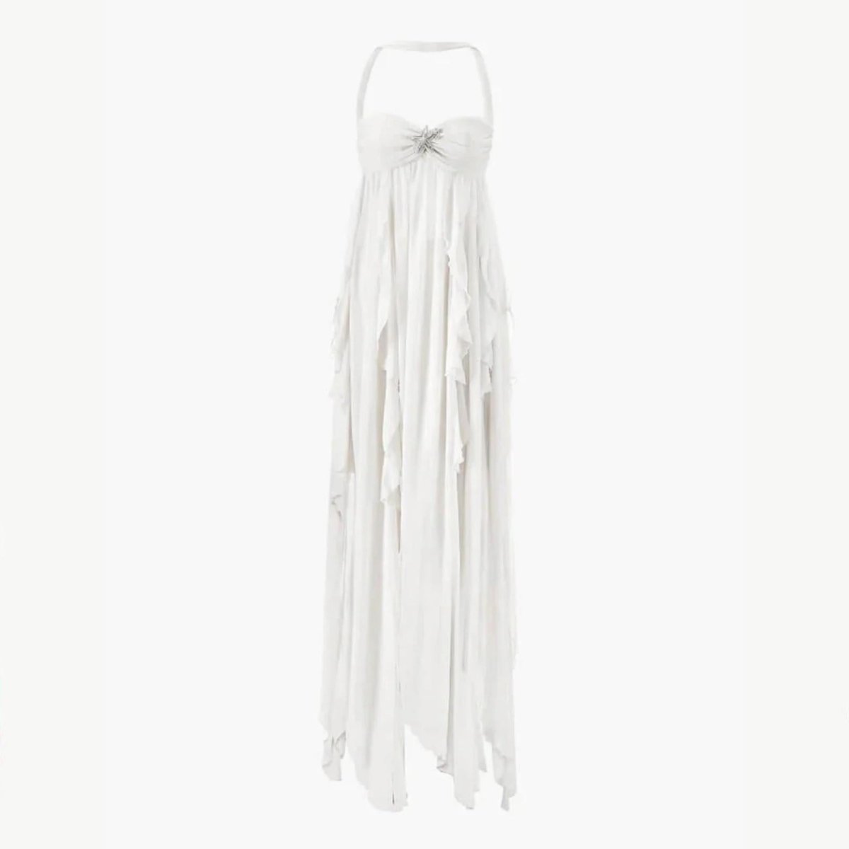 Poppy | Women’s Halter Maxi Dress | Draped Layered Panels Wedding Guest Dress-Women Dress-Eltrendio