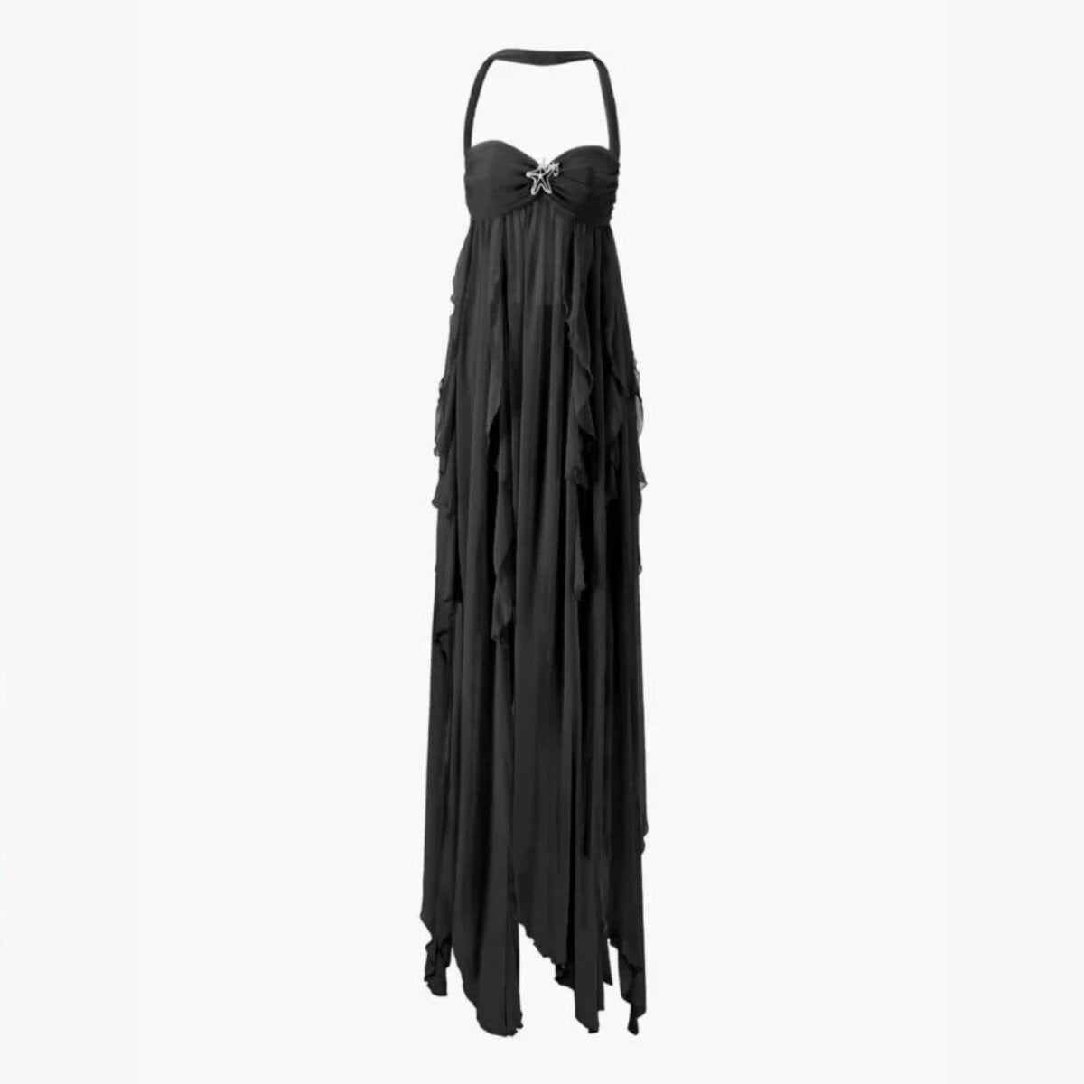 Poppy | Women’s Halter Maxi Dress | Draped Layered Panels Wedding Guest Dress-Women Dress-Eltrendio