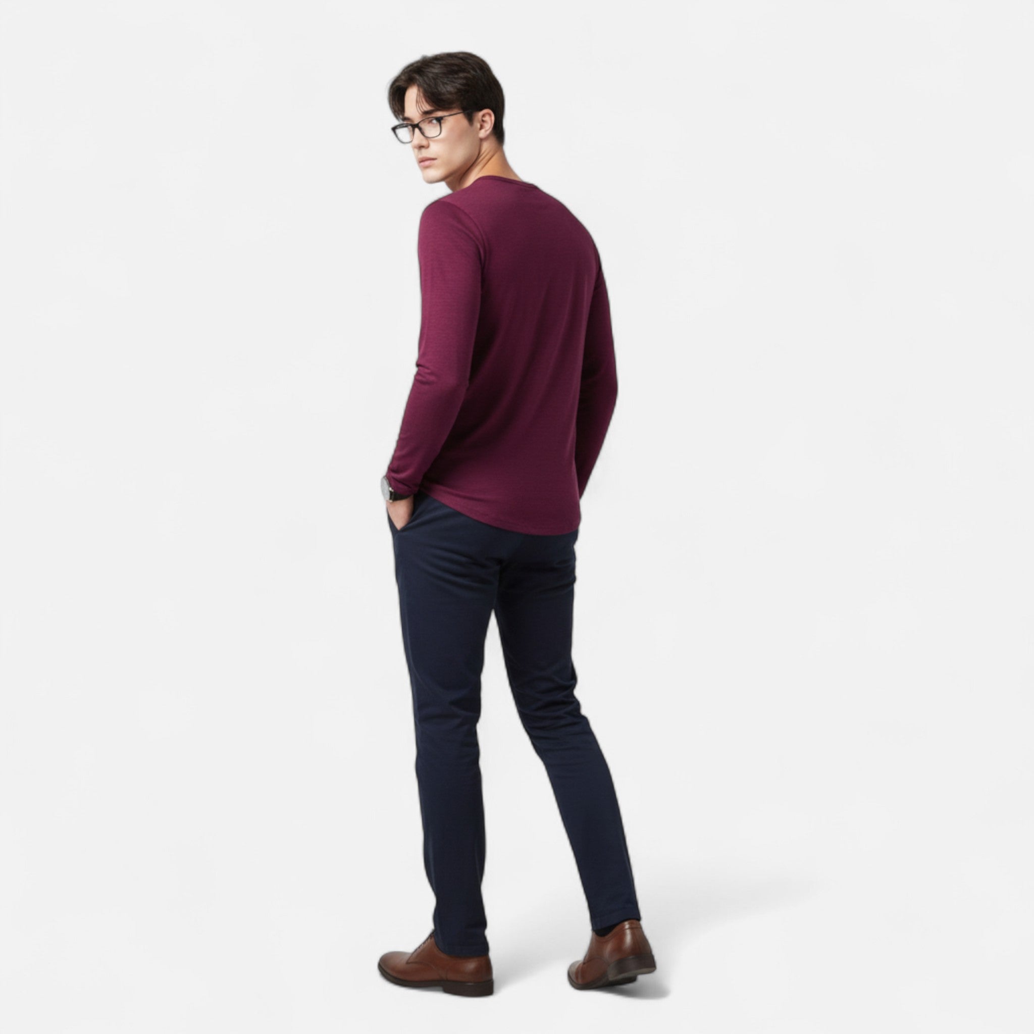 Redmont | Men’s Long Sleeve Henley Shirt | Button Placket Round Neck Daily Wear-Men Shirt-Eltrendio