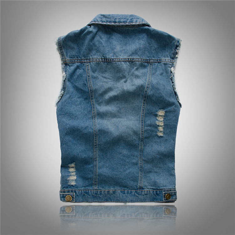 Riverside | Men’s Sleeveless Denim Vest | Button Front Distressed Detail Casual Wear-Men Vest-Eltrendio