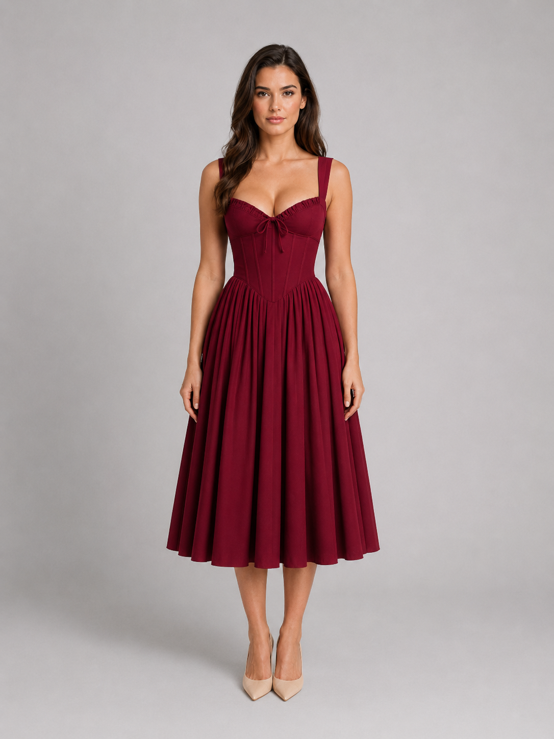 Rosalie | Women’s Midi Dress | Corset Sweetheart Wedding Guest