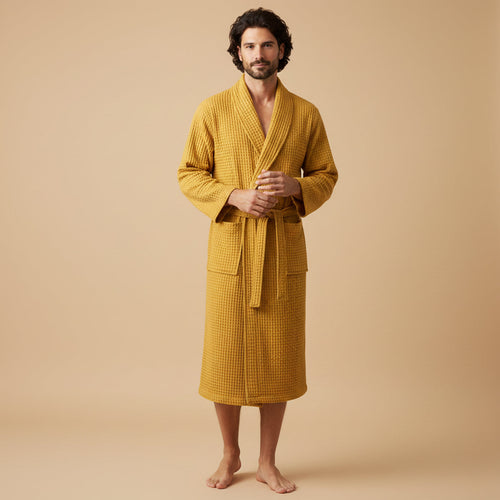 Briarstone | Men’s Belted Waffle Bathrobe | Shawl Collar Patch Pockets Home Wear-Men Bathrobe-Eltrendio