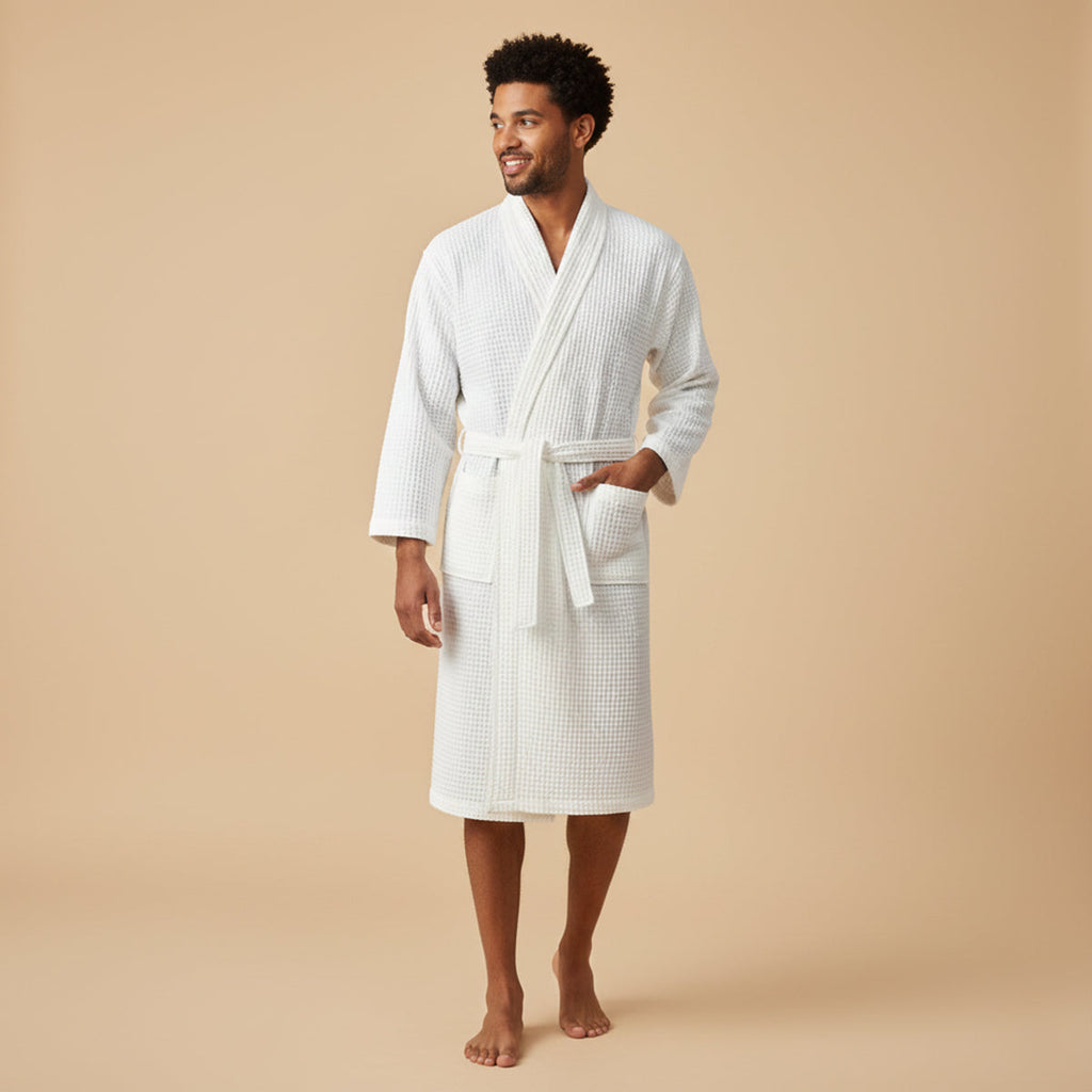 Briarstone | Men’s Belted Waffle Bathrobe | Shawl Collar Patch Pockets Home Wear-Men Bathrobe-Eltrendio
