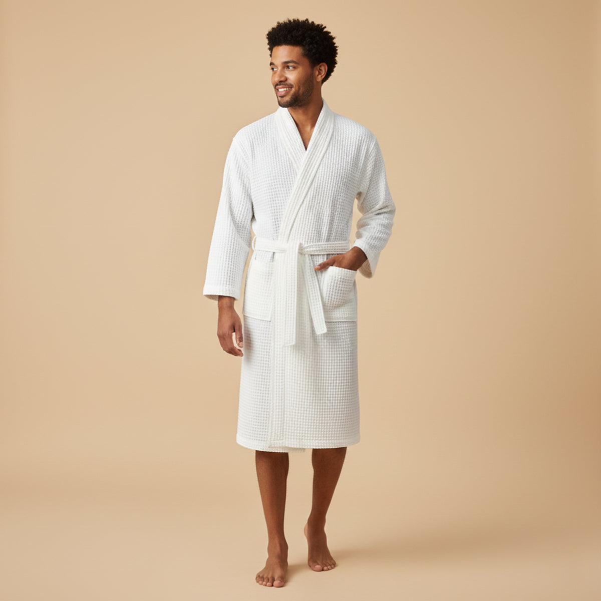 Briarstone | Men’s Belted Waffle Bathrobe | Shawl Collar Patch Pockets Home Wear-Men Bathrobe-Eltrendio
