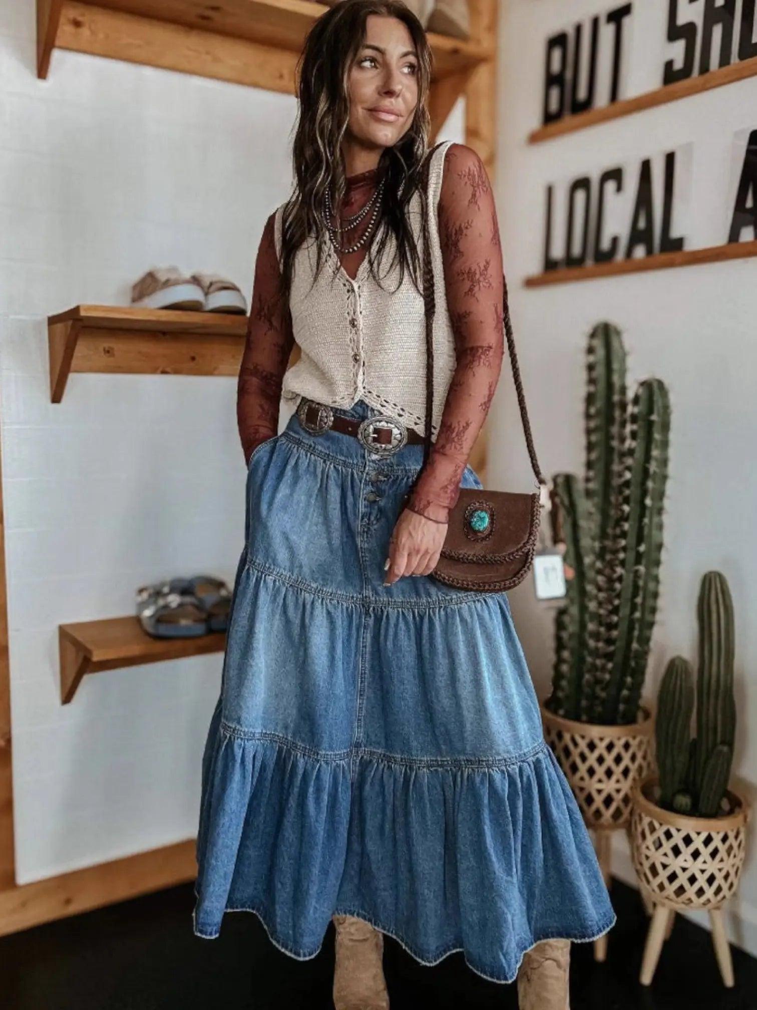 Billie | High Waist Maxi Denim Skirt - Image 3