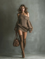 Amber | Off-Shoulder Knit Mini Dress - Image 3