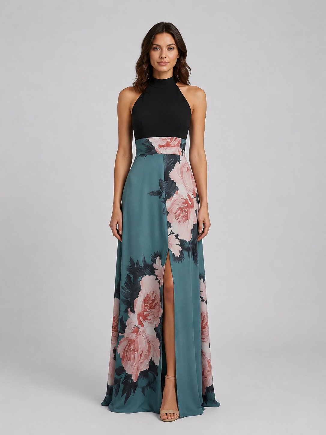 Seraphina | Women’s Maxi Dress | Halter Floral Wedding Guest