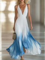 Azure | Blue Gradient Chiffon Maxi Dress