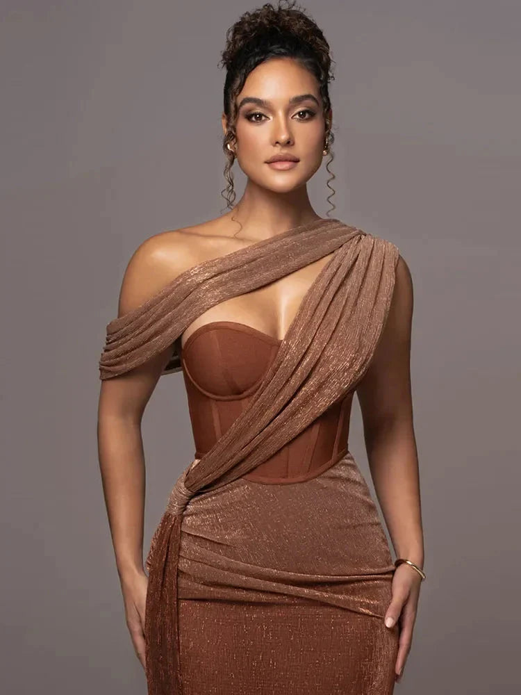 Anabel | Women's One-Shoulder Maxi Dress - Image 3
