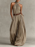 Autumn | Halter Neck Wide-Leg Jumpsuit