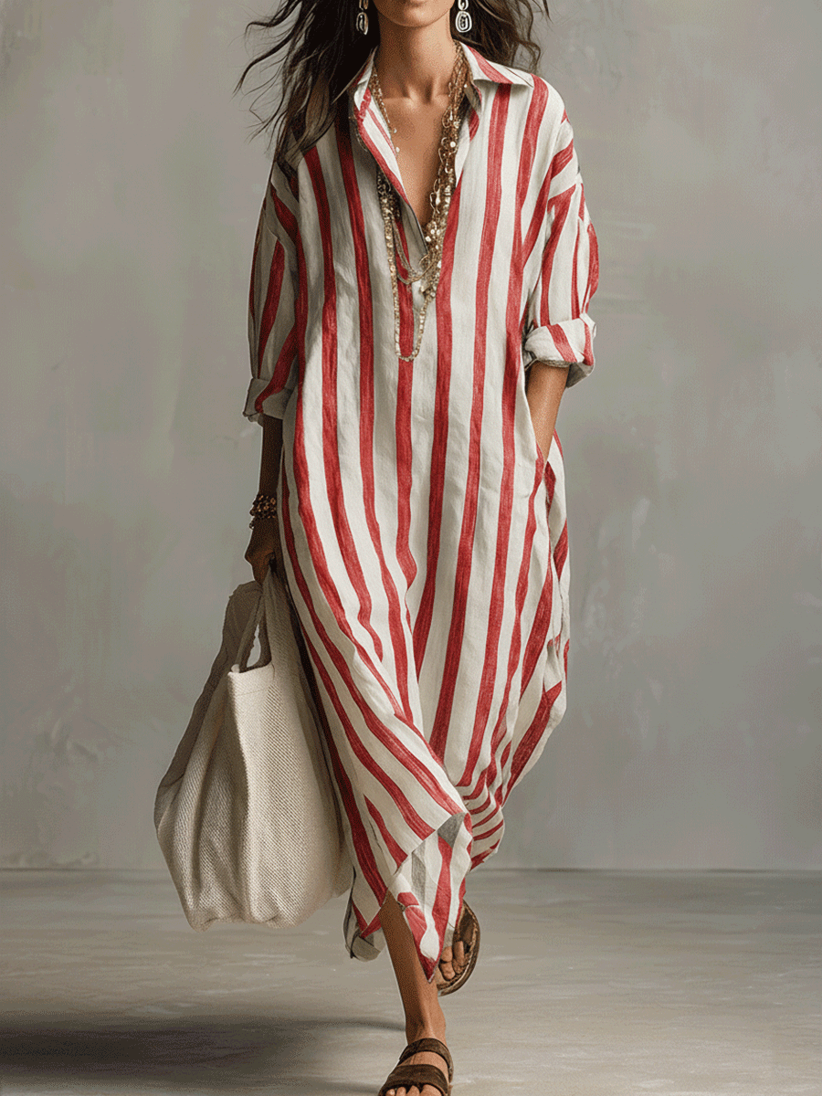 Billie | Women's Striped Boho Maxi Dress - Image 4