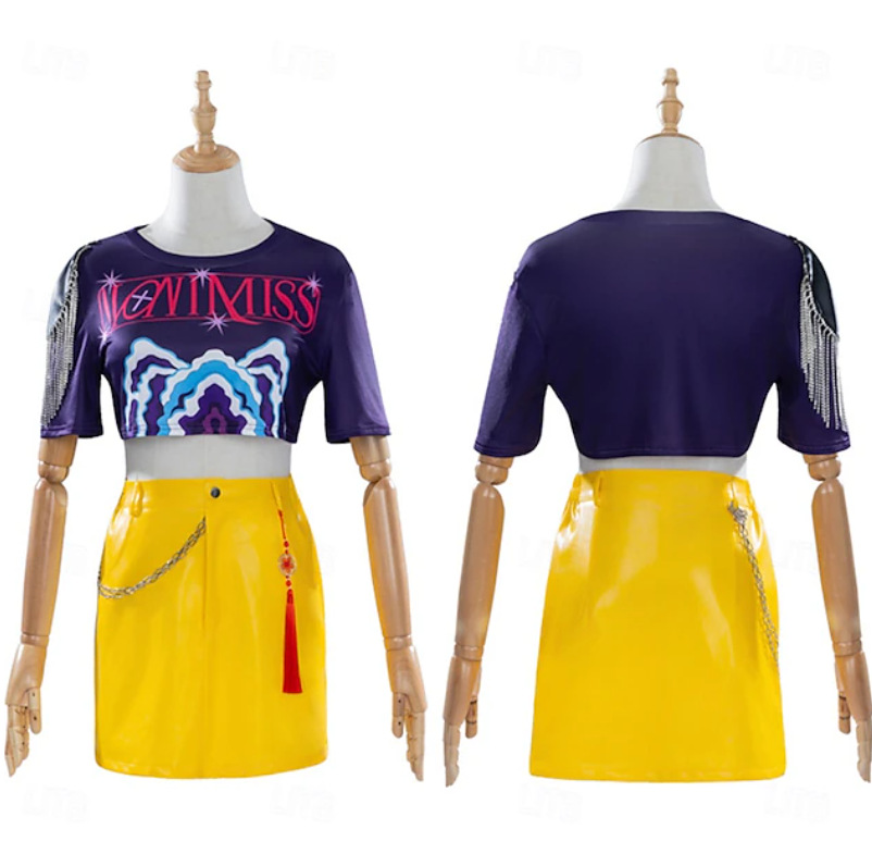 Sophie | Women’s Performance Costume Set | Printed Crop Top Skirt And Wig