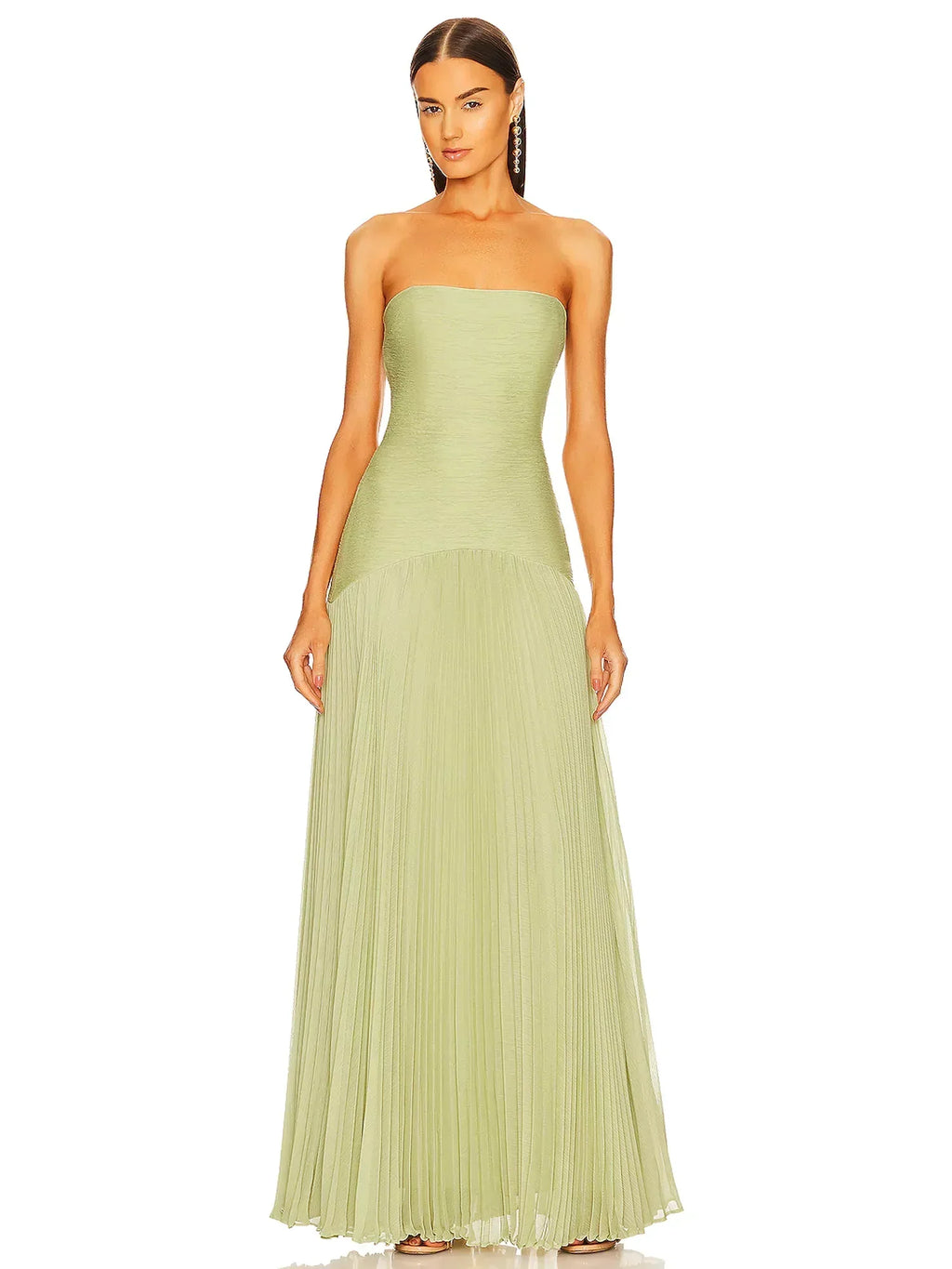 Clara | Women's Strapless Pleated Maxi Wedding Guest Dress