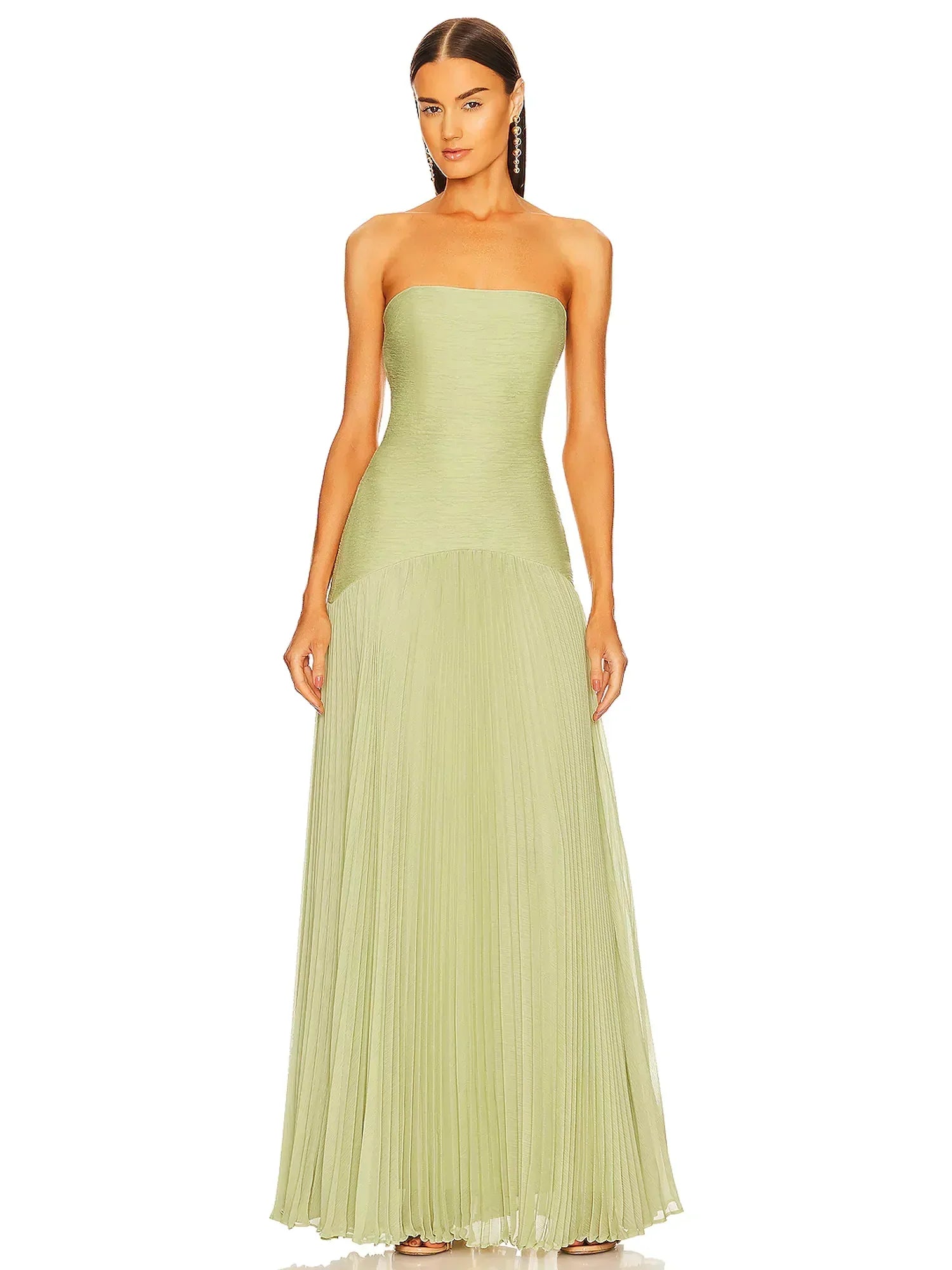 Clara | Women's Strapless Pleated Maxi Wedding Guest Dress
