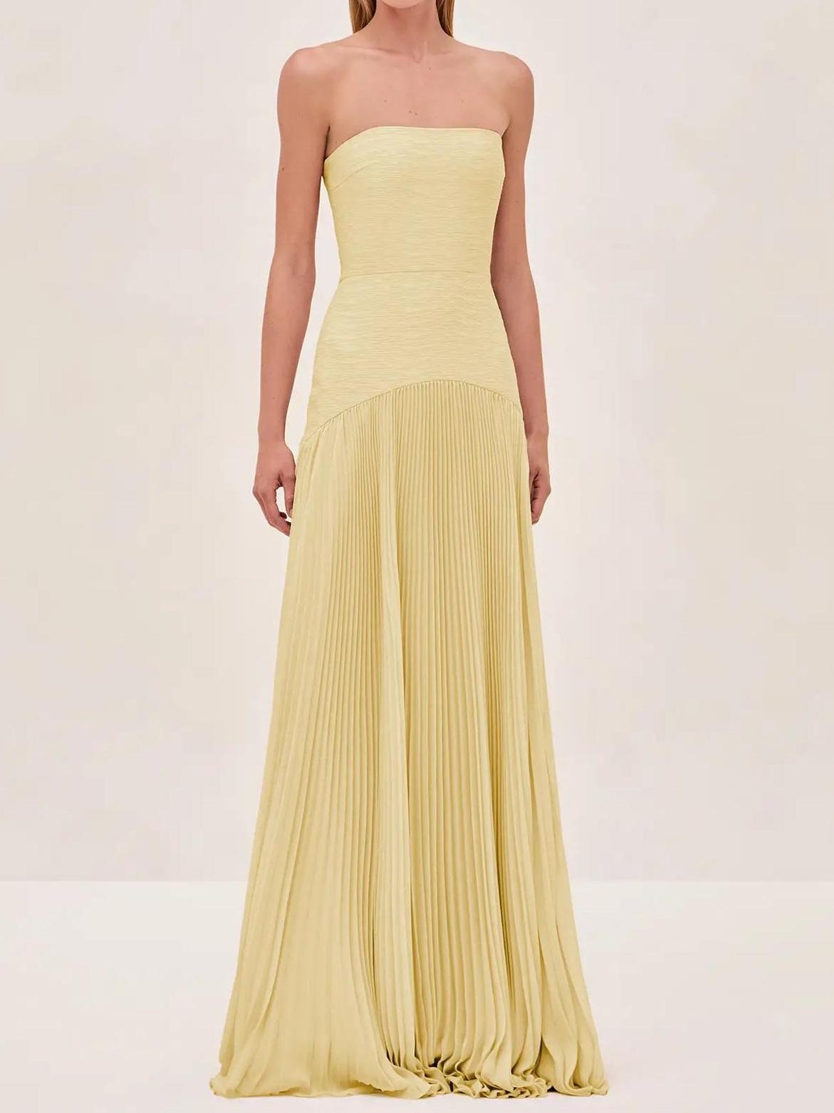 Clara | Women's Strapless Pleated Maxi Wedding Guest Dress - Image 6