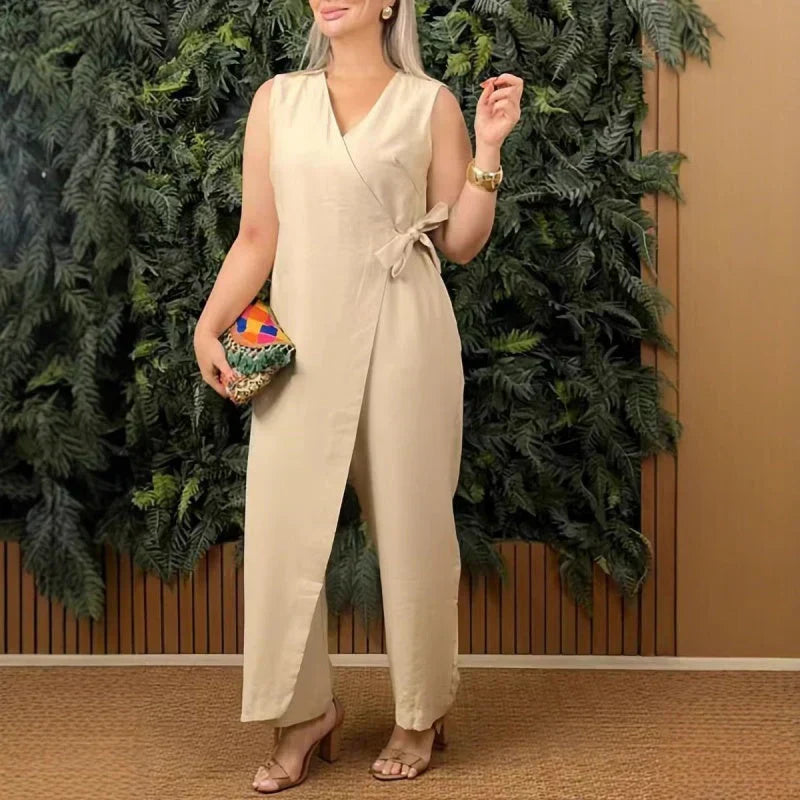 Olivia | Wideleg Wrap Womens Jumpsuit-Women Jumpsuit-Eltrendio