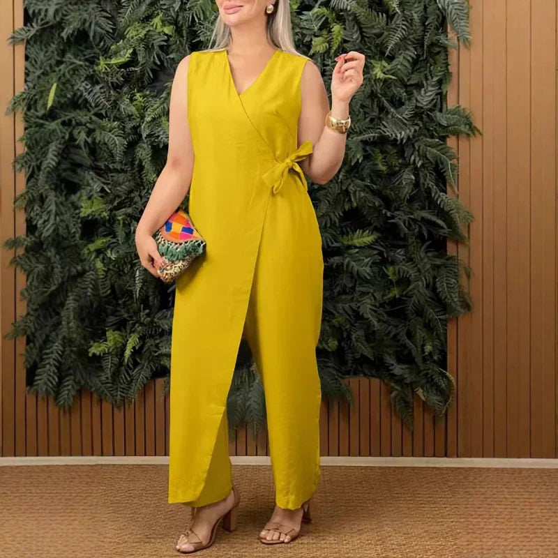 Olivia | Wideleg Wrap Womens Jumpsuit-Women Jumpsuit-Eltrendio