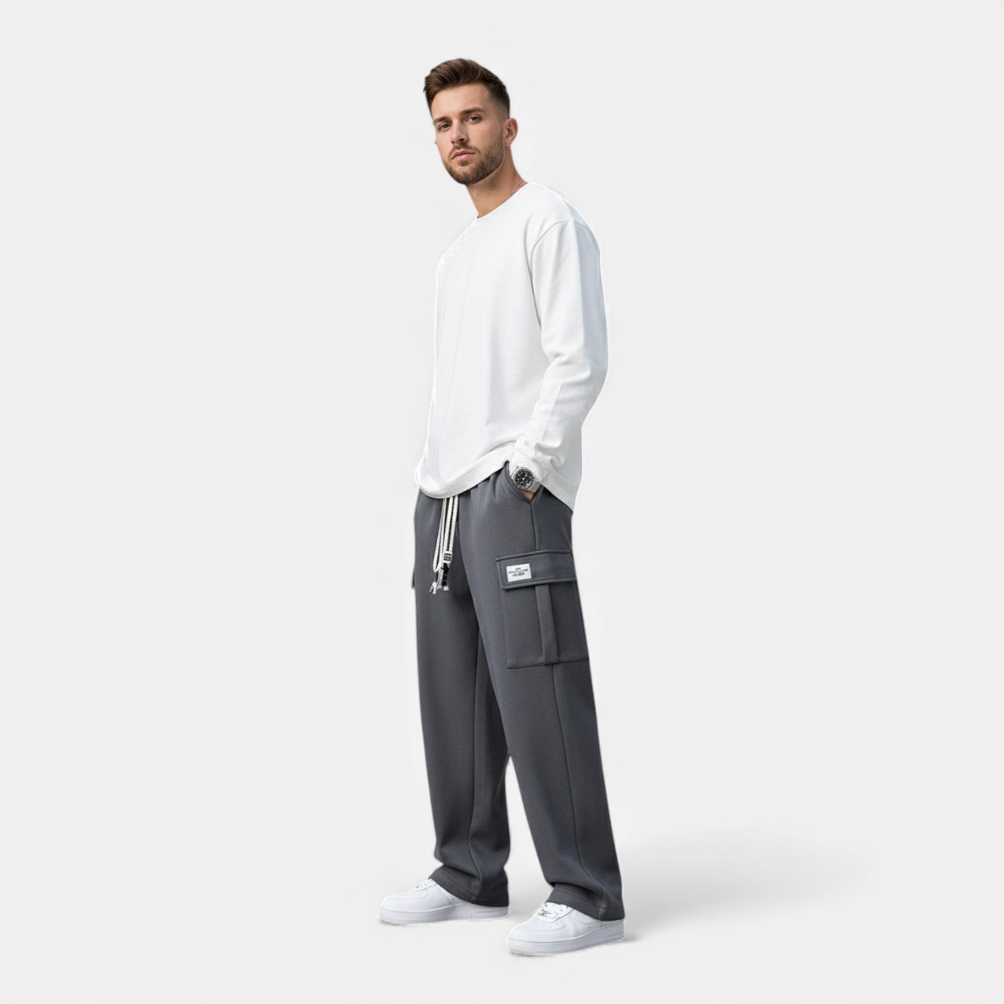 Stonebridge | Men’s Cargo Jogger Trousers | Drawstring Waist Flap Pocket Casual Wear-Men Pants-Eltrendio