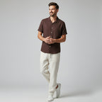 Harbourview | Men’s Short Sleeve Shirt and Trousers Set | Button Front Drawstring Casual Wear-Men Outfit Set-Eltrendio