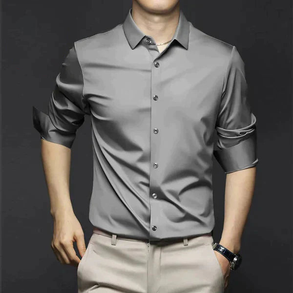 Thomas | Men's Plain Dress Shirt | Button Front Business Casual Shirt-Men Shirt-Eltrendio