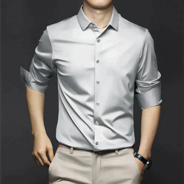 Thomas | Men's Plain Dress Shirt | Button Front Business Casual Shirt-Men Shirt-Eltrendio