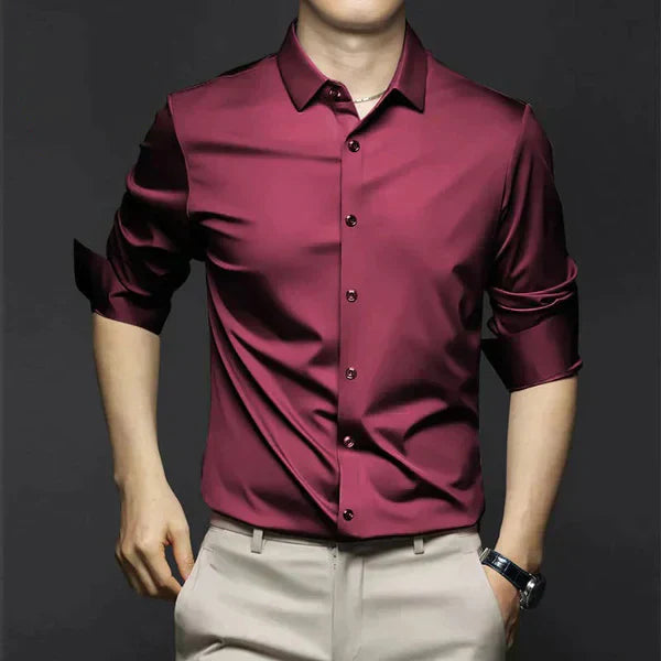 Thomas | Men's Plain Dress Shirt | Button Front Business Casual Shirt-Men Shirt-Eltrendio