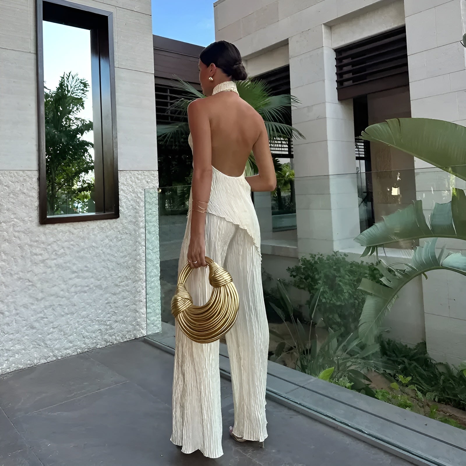 Briarlee | Asymmetric Top Wide-Leg Pants Set - Image 2
