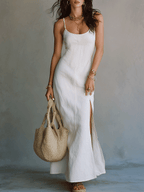 Bianca | Strappy Slit White Maxi Dress