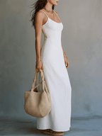 Bianca | Strappy Slit White Maxi Dress - Image 2