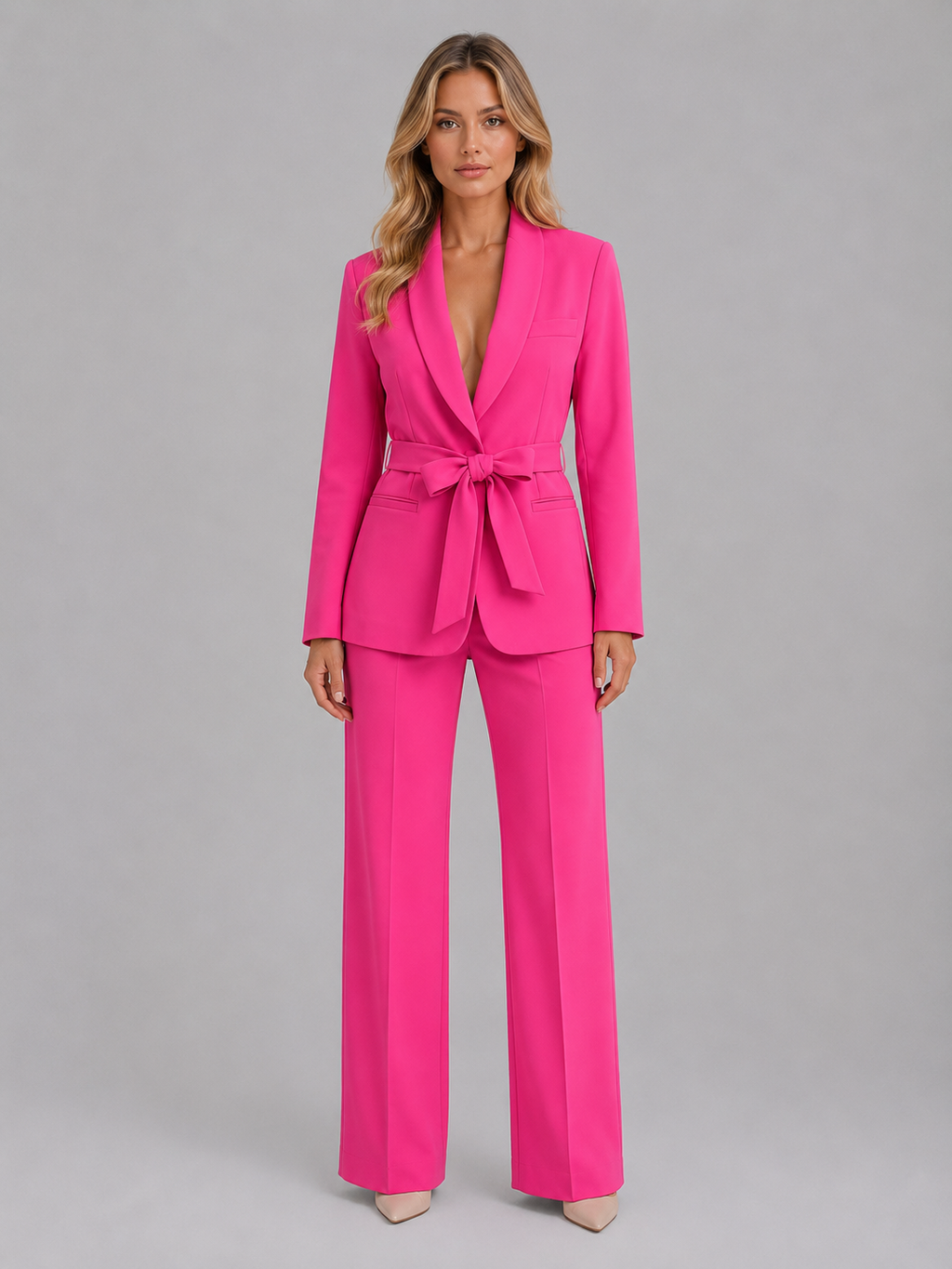 Women's Belted Blazer & Wide Leg Trouser Co-Ord Set – Tailored Two-Piece Suit - Image 8