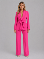 Women's Belted Blazer & Wide Leg Trouser Co-Ord Set – Tailored Two-Piece Suit - Image 8