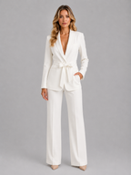 Women's Belted Blazer & Wide Leg Trouser Co-Ord Set – Tailored Two-Piece Suit - Image 9