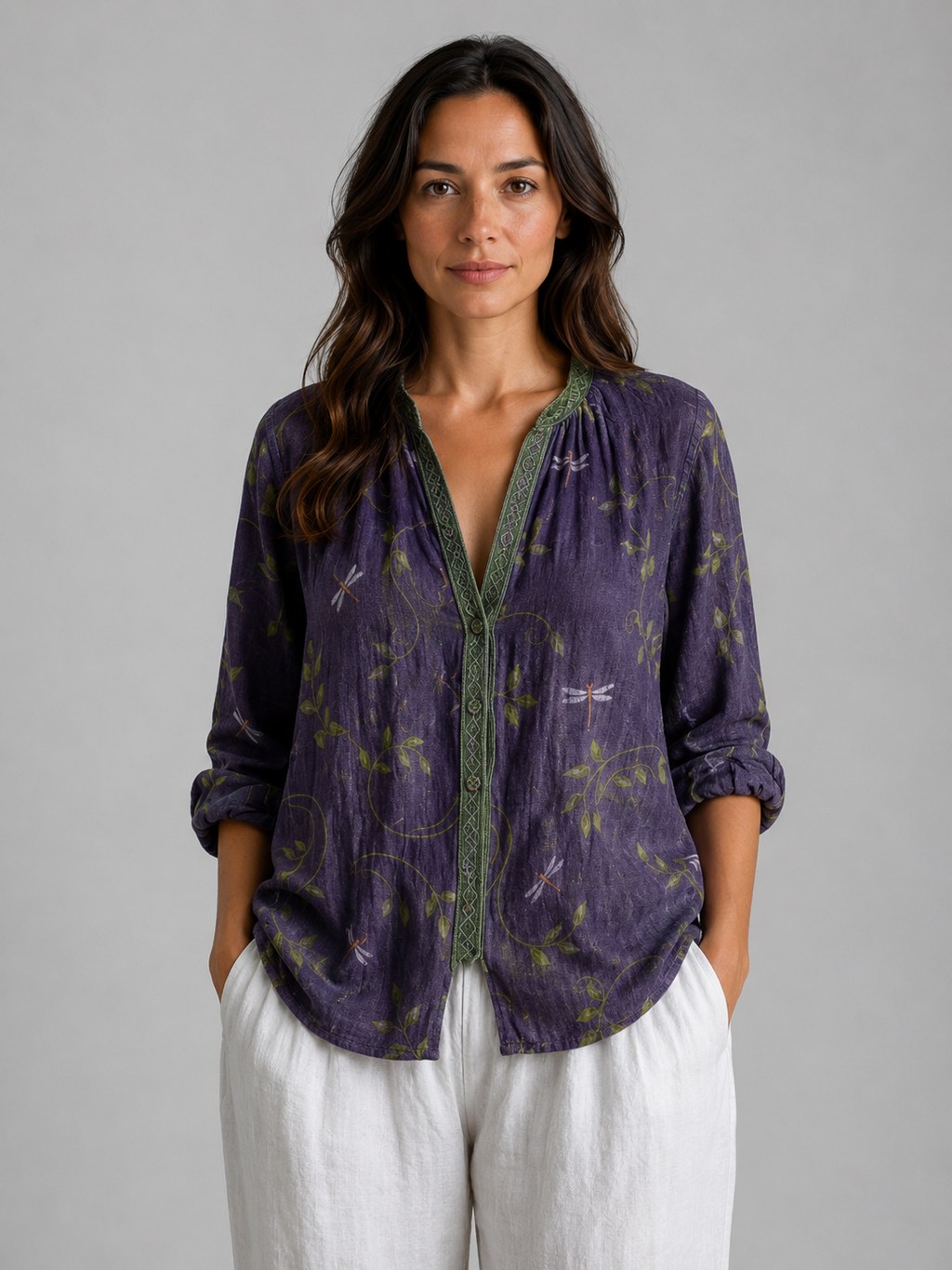 Willow | Women’s Blouse | Floral Print V Neck