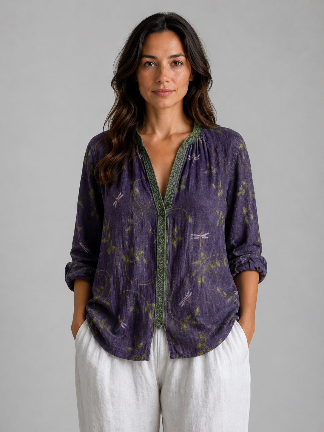 Willow | Women’s Blouse | Floral Print V Neck