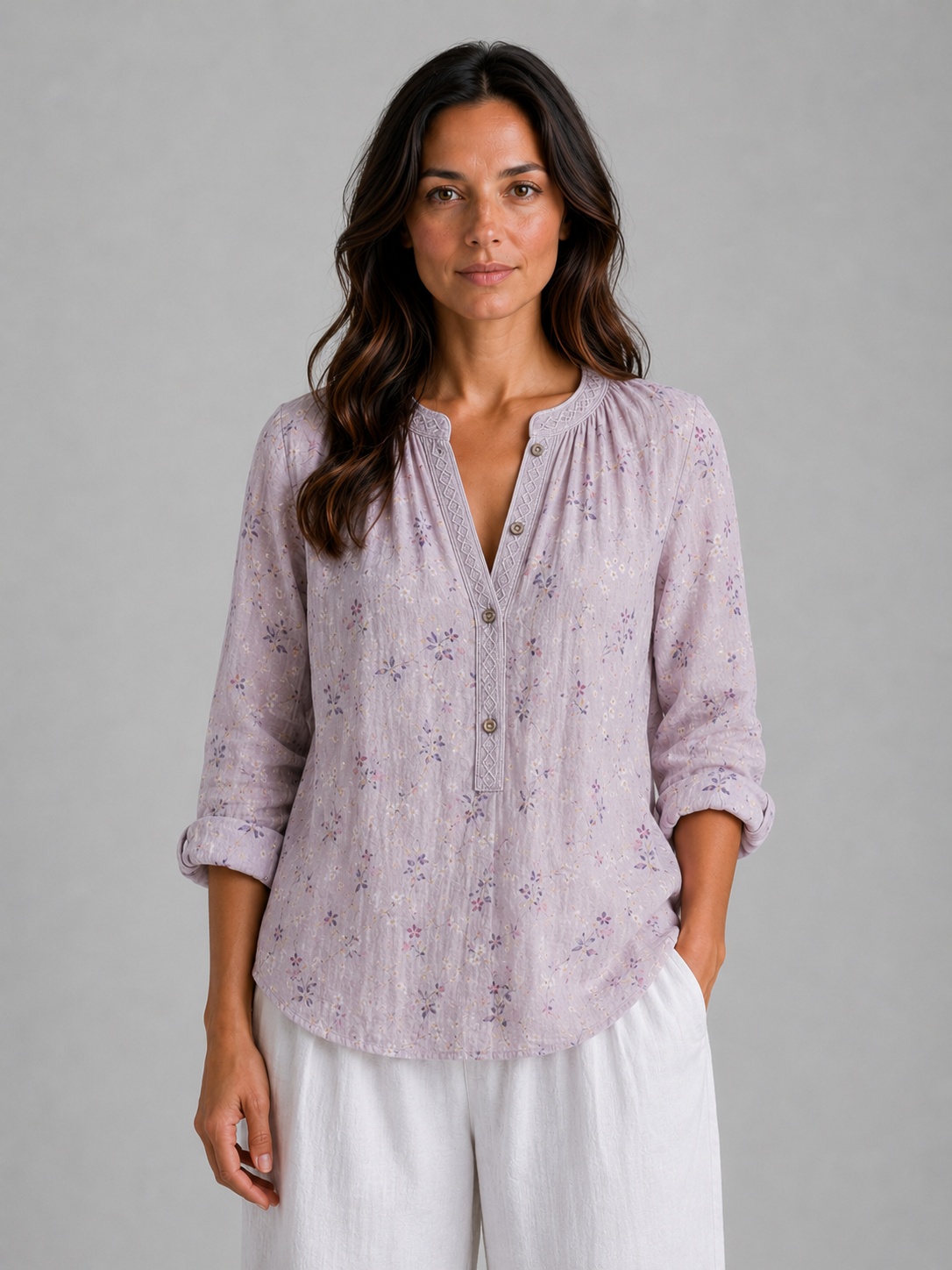 Willow | Women’s Blouse | Floral Print V Neck 4