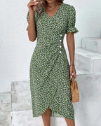 Willow | Women's Floral Print Midi Dress | V Neck Button Detail 7