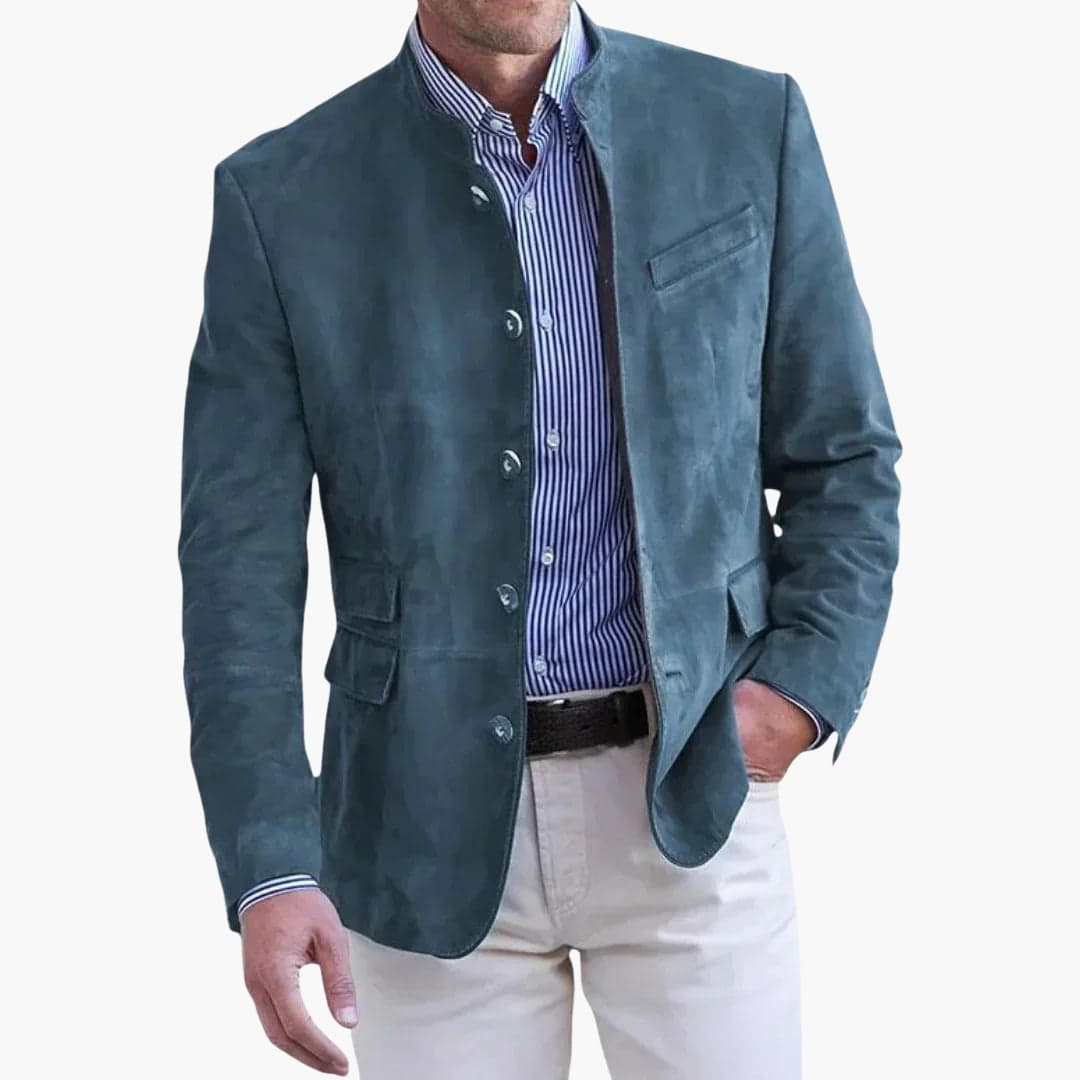 Winchester | Men’s Stand Collar Blazer | Button Front Pocket Detail Smart Casual Wear-Men Blazer-Eltrendio