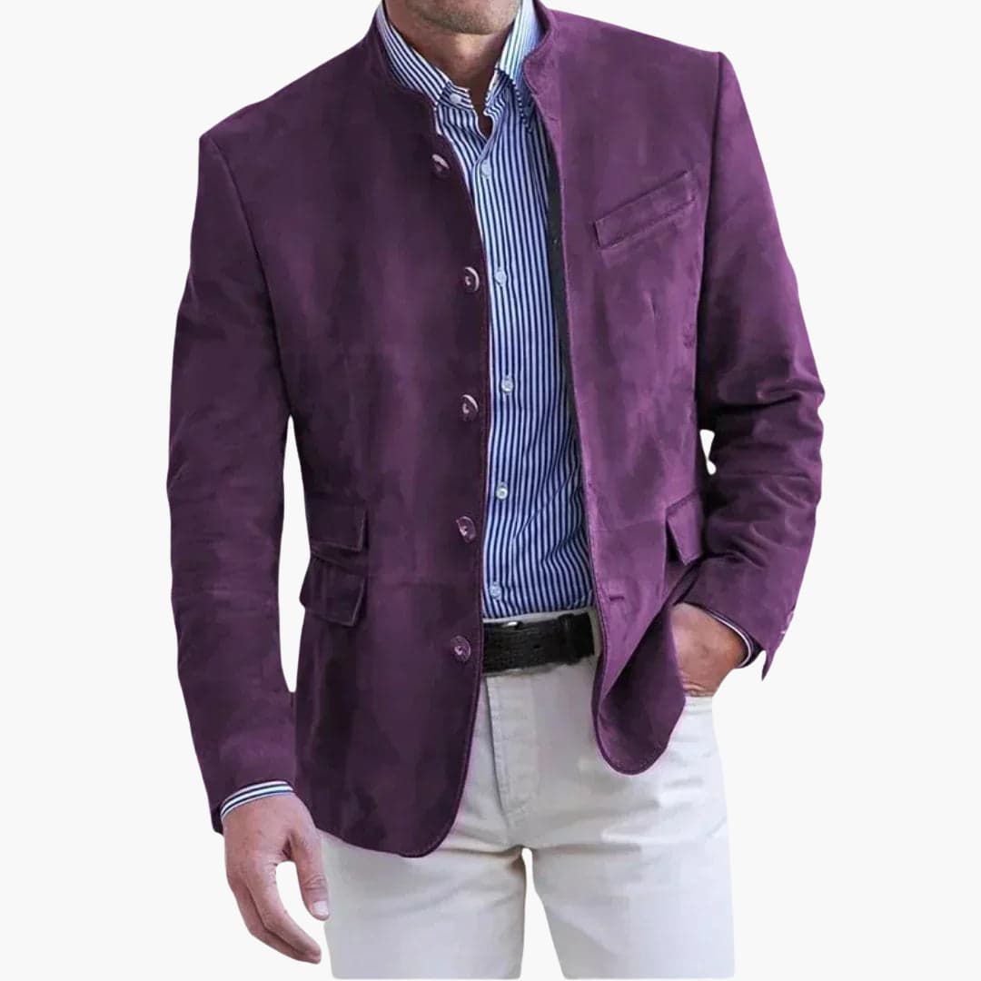 Winchester | Men’s Stand Collar Blazer | Button Front Pocket Detail Smart Casual Wear-Men Blazer-Eltrendio